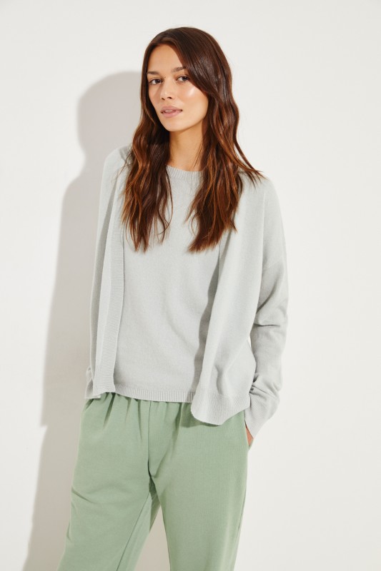 Cashmere-Cardigan Salbei