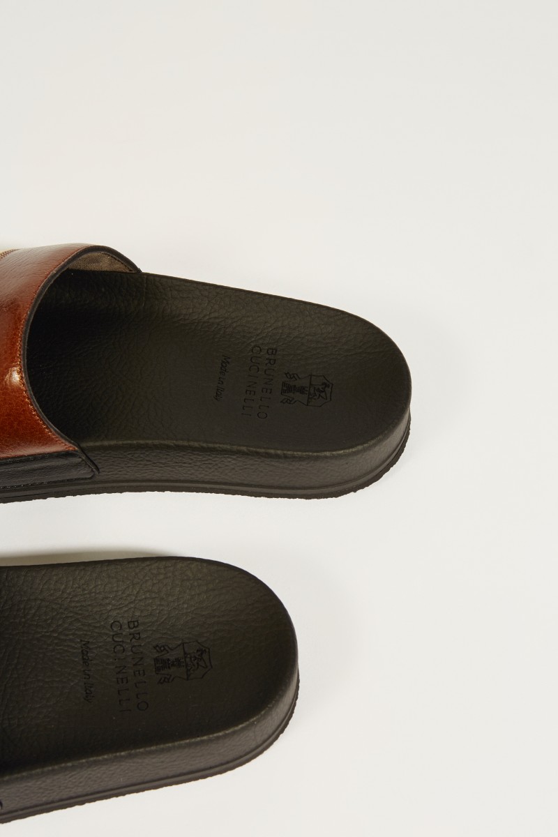 Sandale mit Lederdetails Braun/Multi