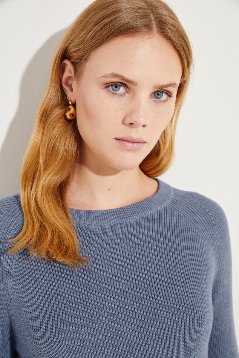 Seiden-Cashmere-Kleid Blau