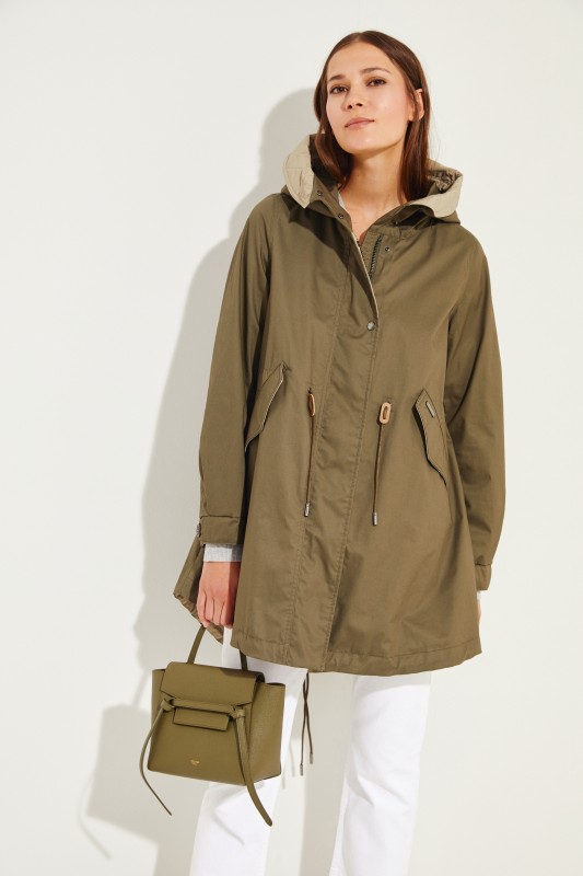 Baumwoll-Parka mit Kapuze grün