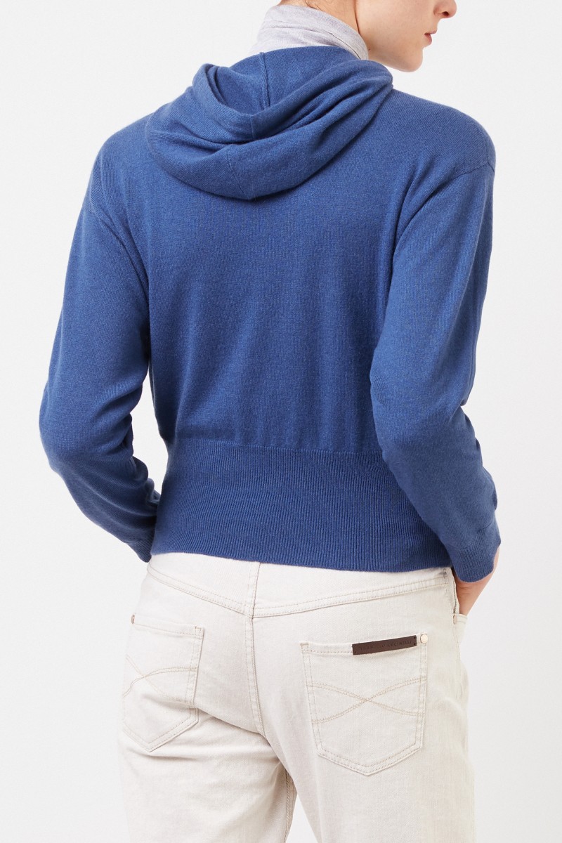 Brunello Cucinelli Cashmere-Hoodie mit Kapuze Blau