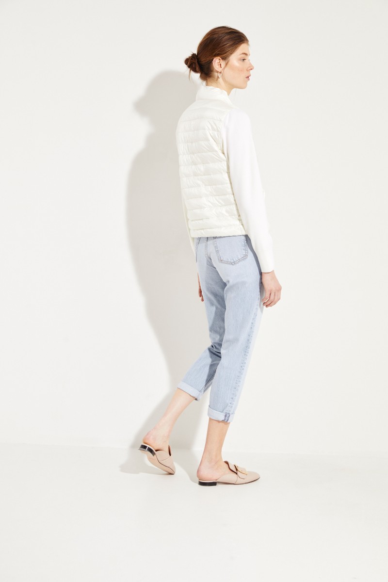Daunen-Strickjacke Crèmeweiß