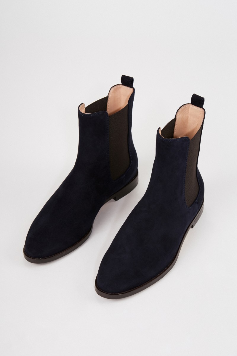 Unützer Veloursleder-Chelsea-Boot Marineblau