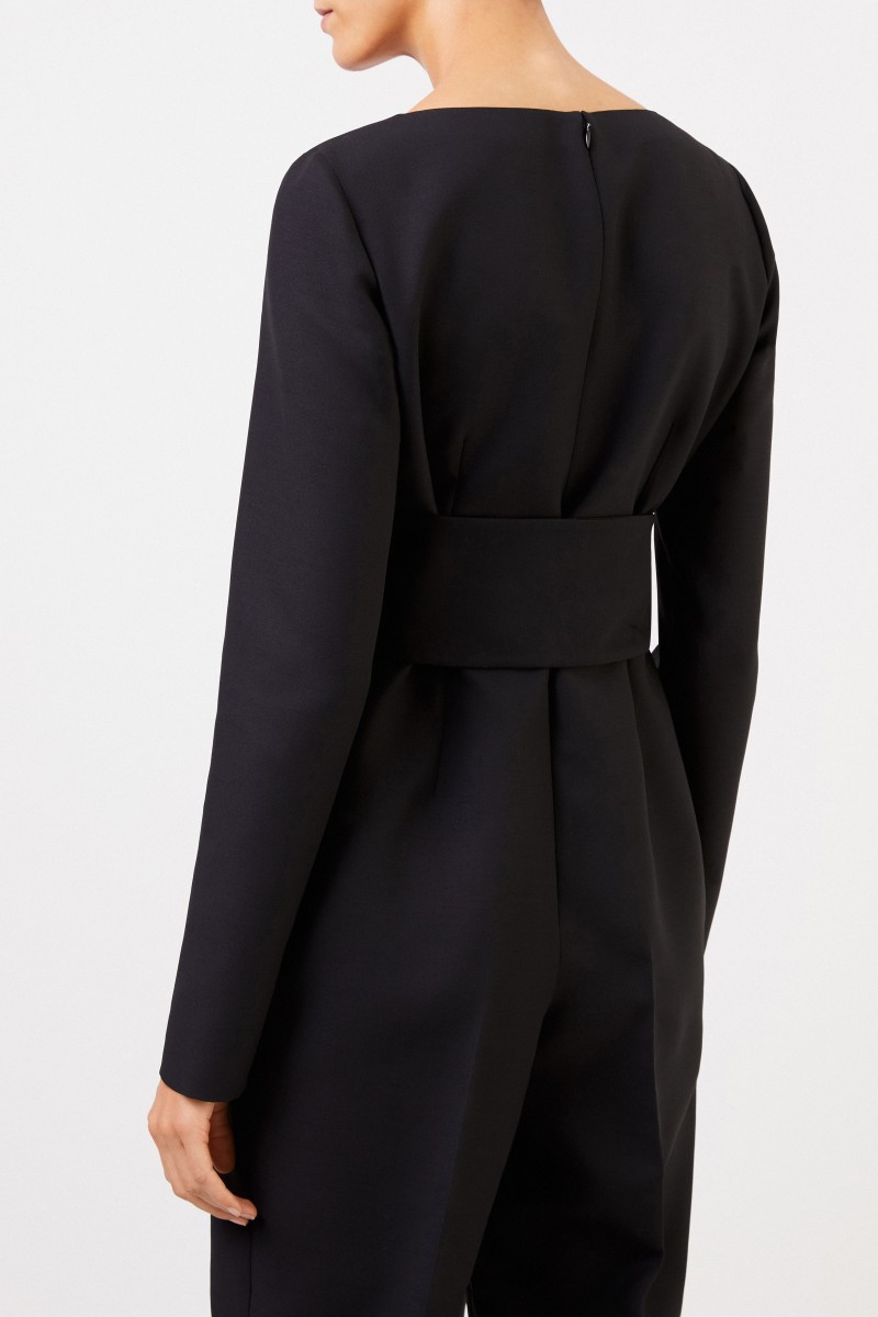 Stella McCartney Woll-Jumpsuit mit Bindedetail Schwarz