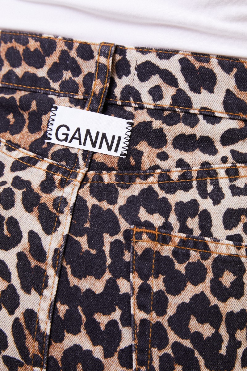 Ganni Kurzer Rock mit Leoprint Multi