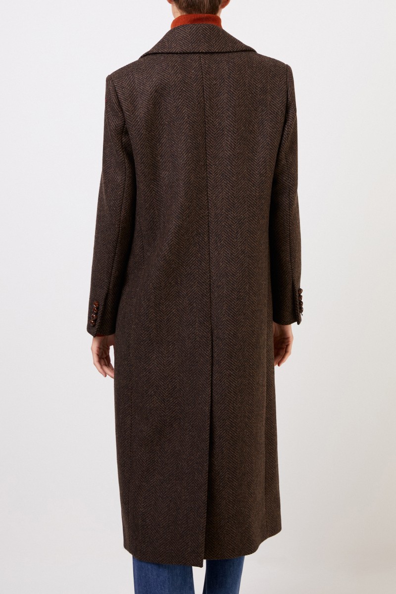 Blazé Milano Langer Woll-Mantel 'Lady Anne Mocha' Braun/Schwarz
