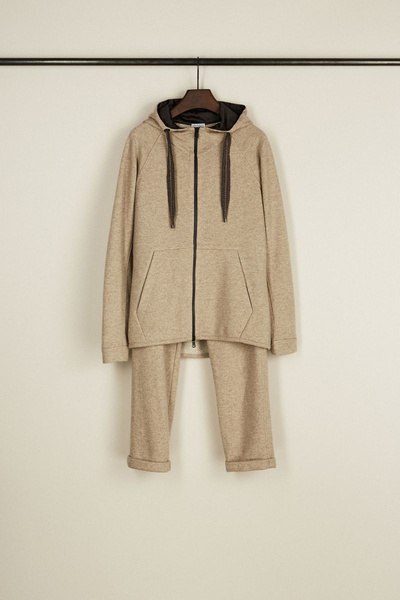 Cashmere-Jogginganzug mit Perlendetails Beige