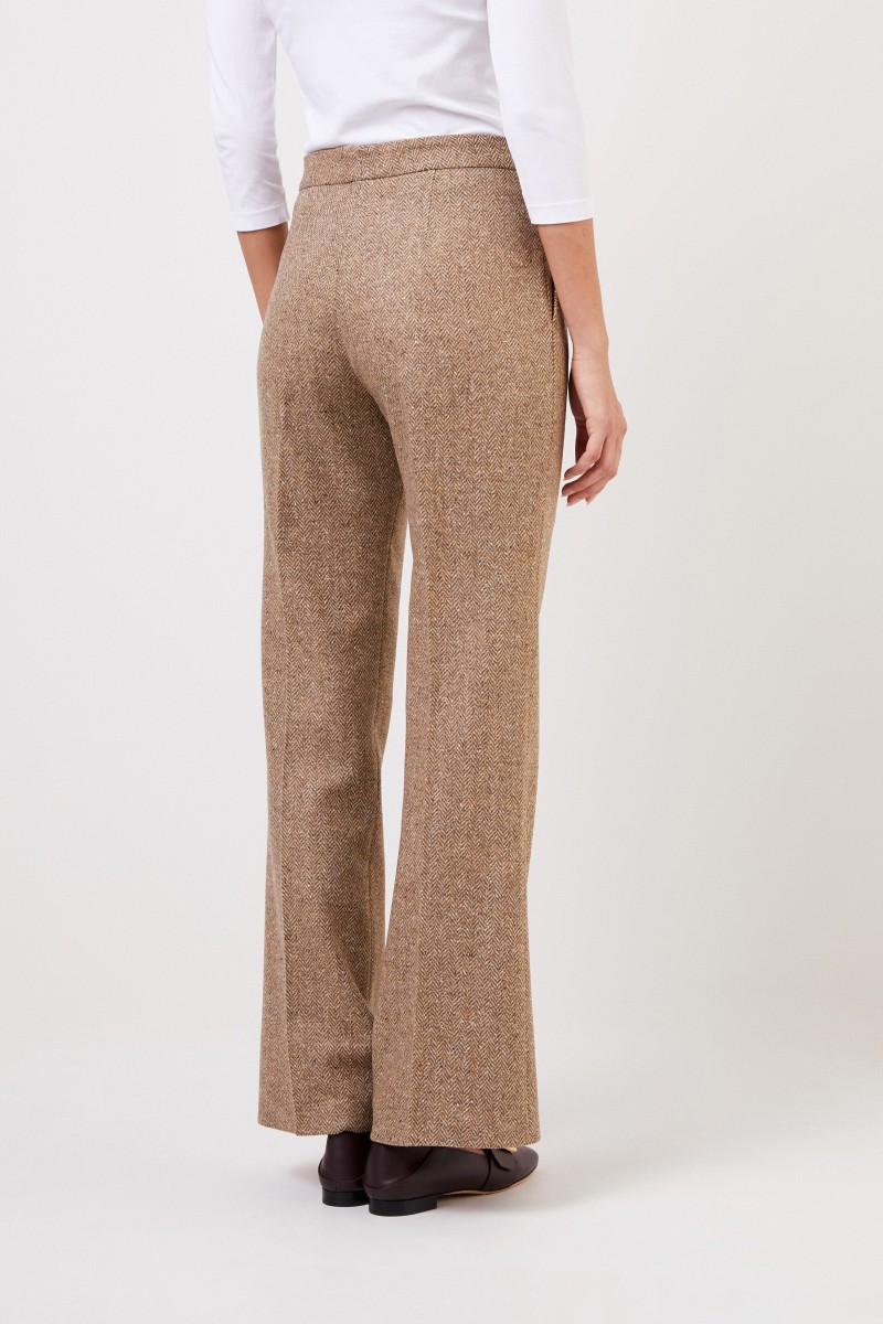 Etro Woll-Hose mit Fischgrätmuster Beige