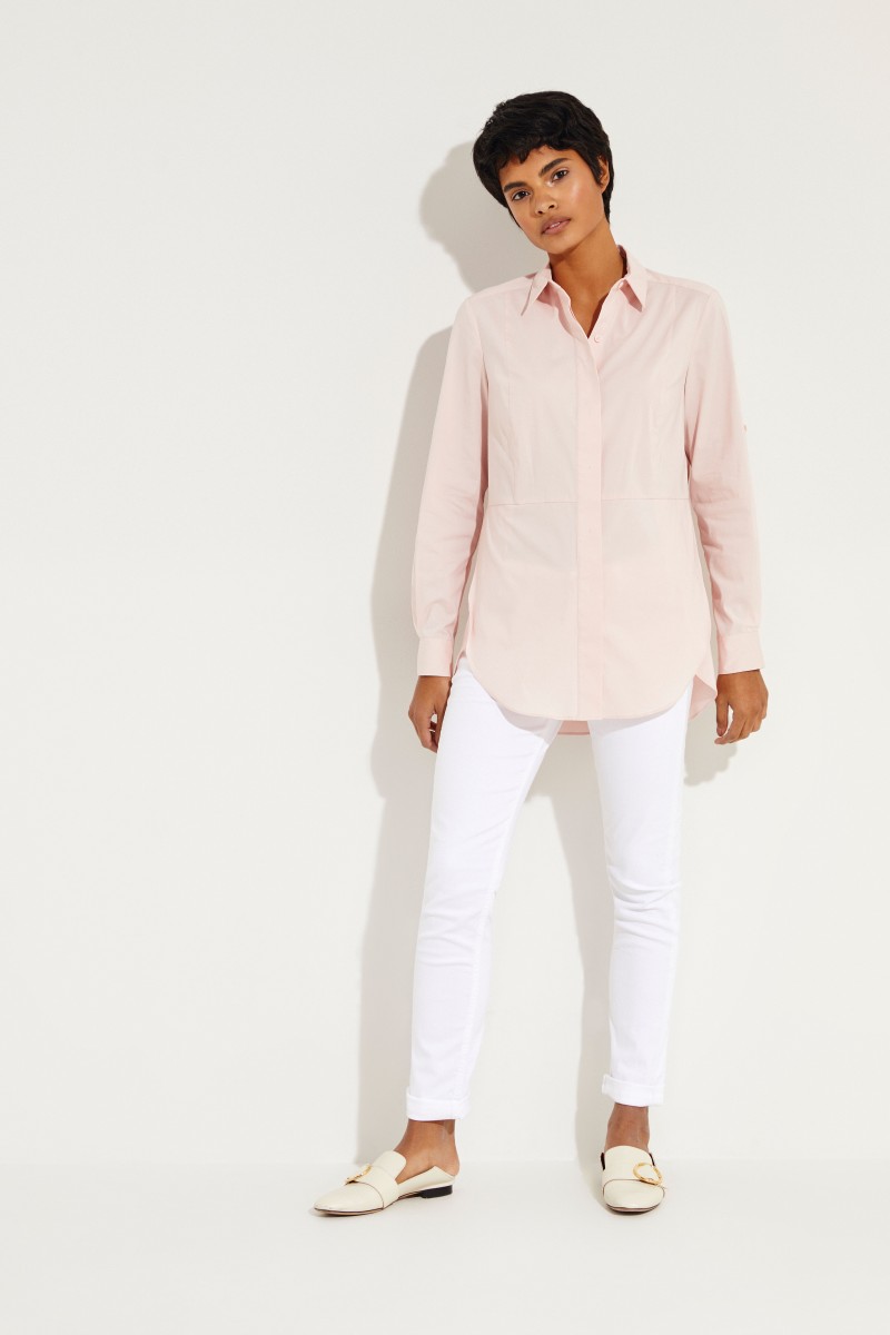 Bluse mit Ziernähten Rosé