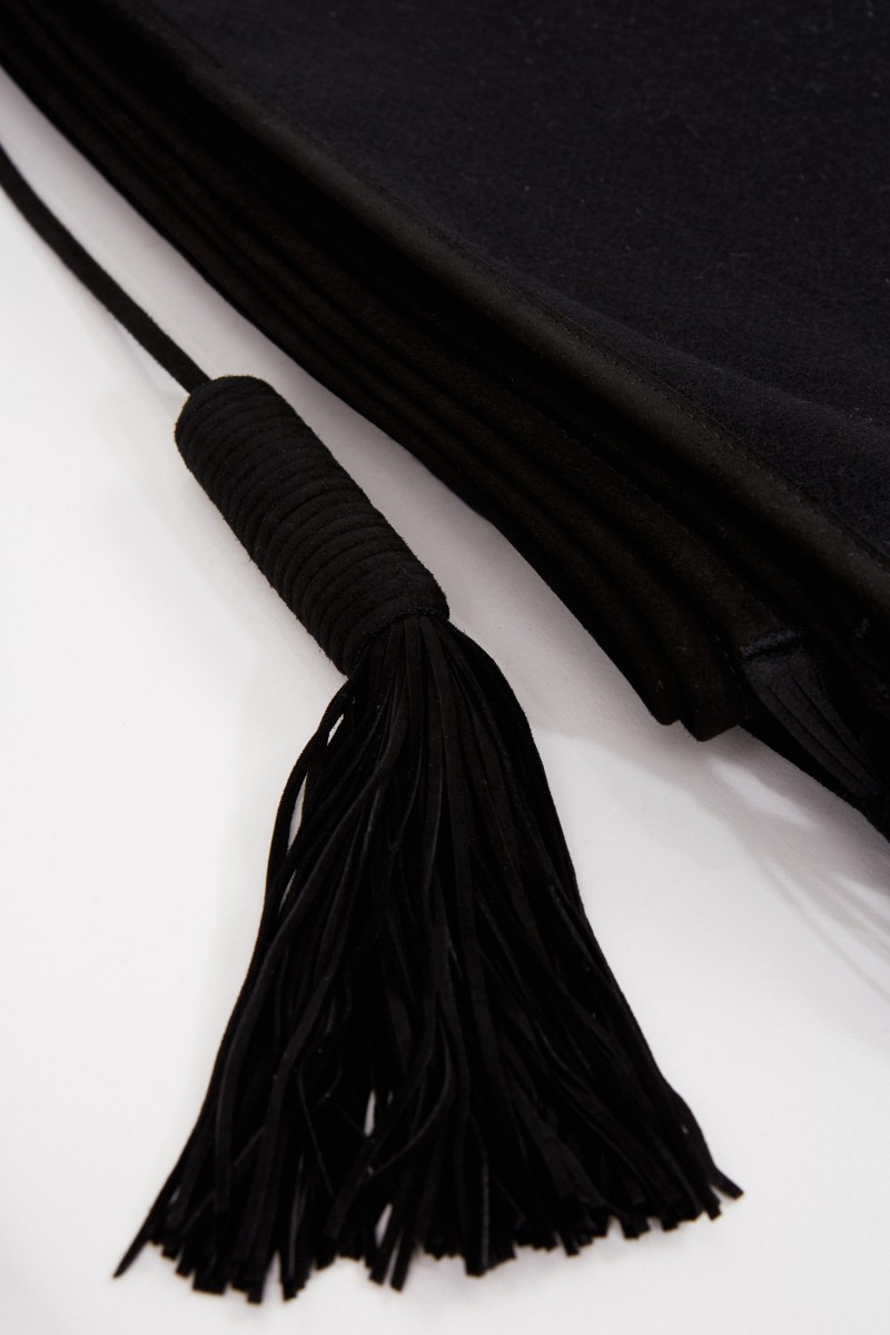 Saint Laurent Cashmere-Plaid mit Fransen Schwarz