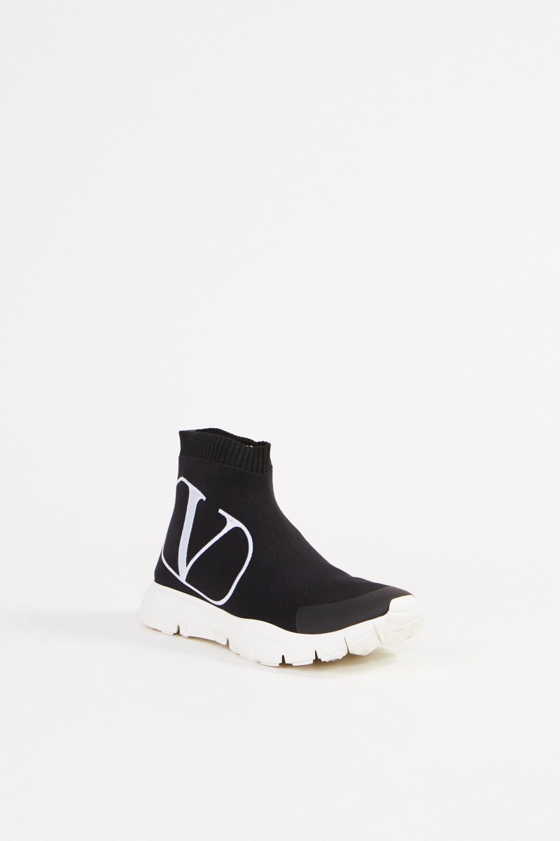 Valentino Sock-Sneaker mit Logo Schwarz/Weiß
