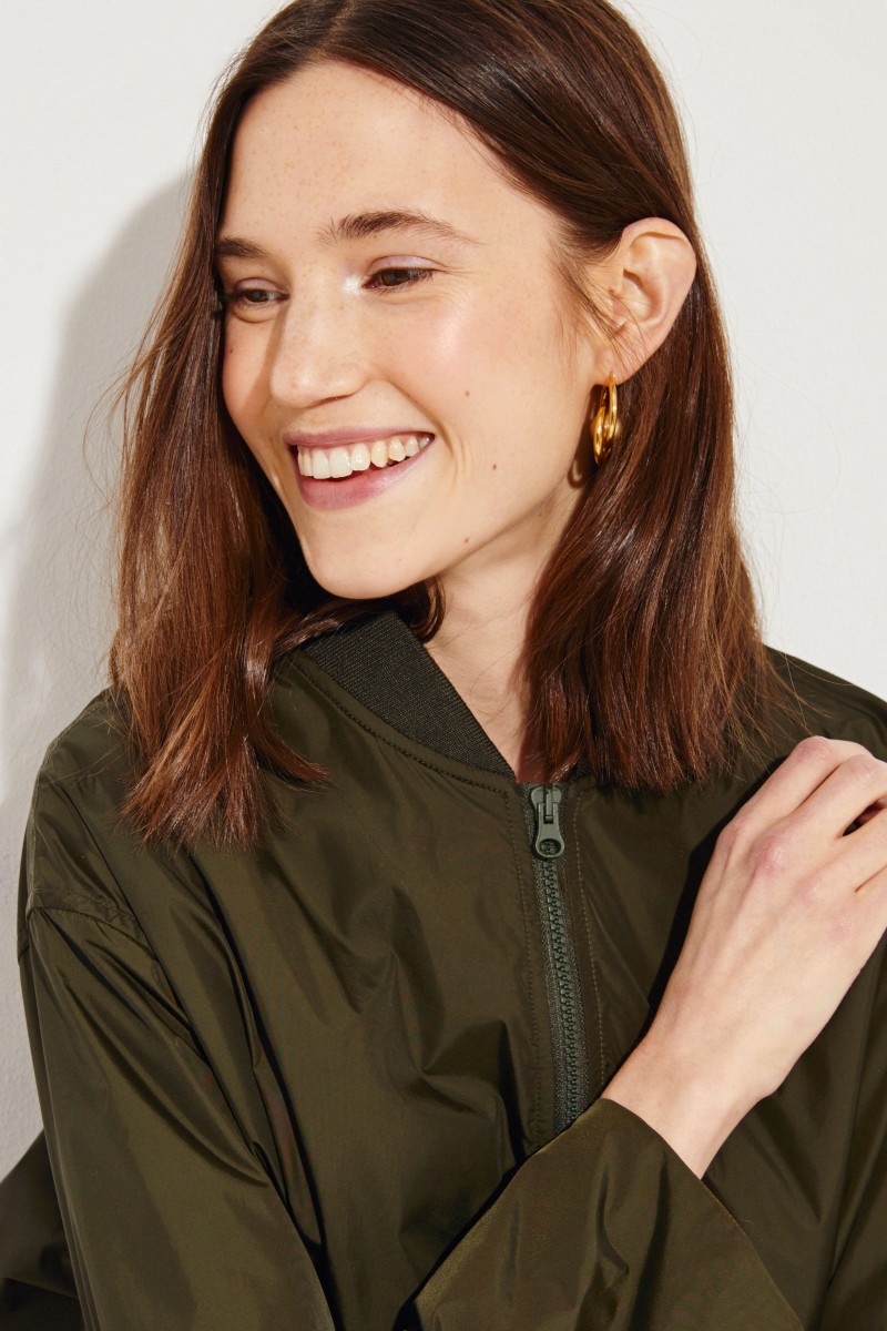 Bomber-Parka mit Bindeelement Oliv