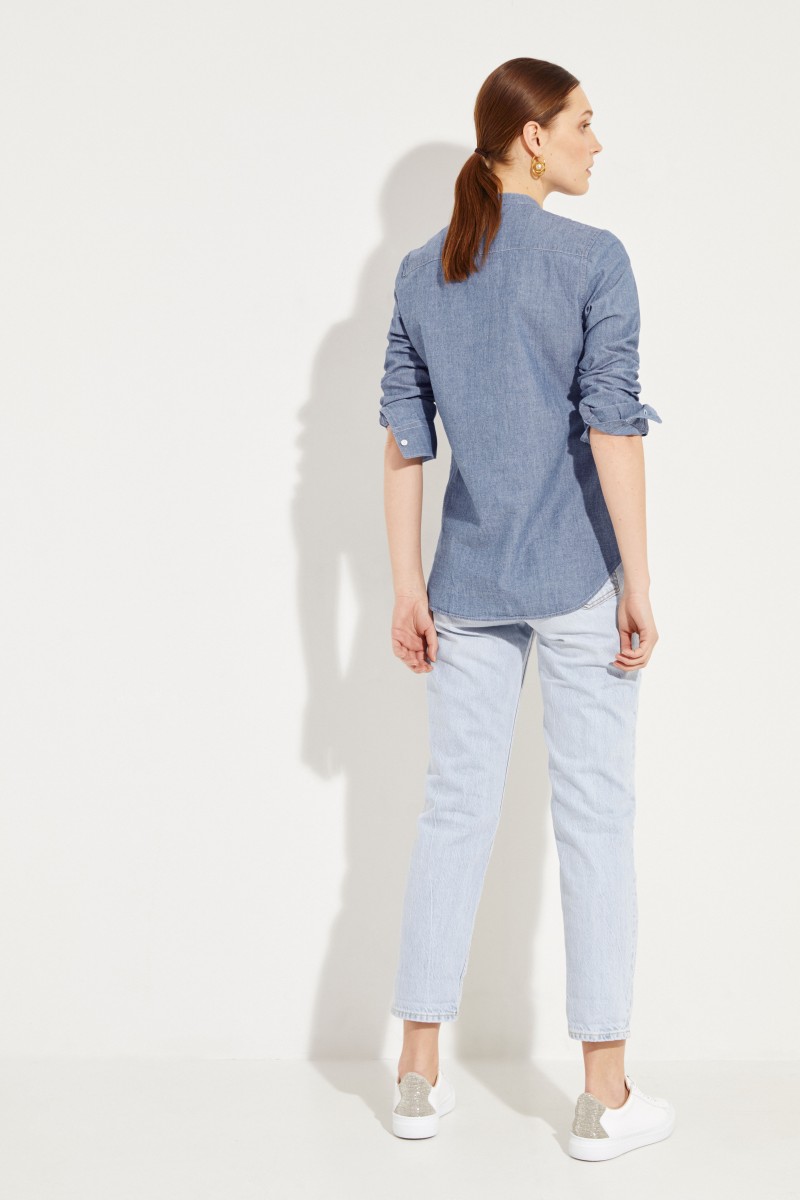 Baumwoll-Bluse Blau