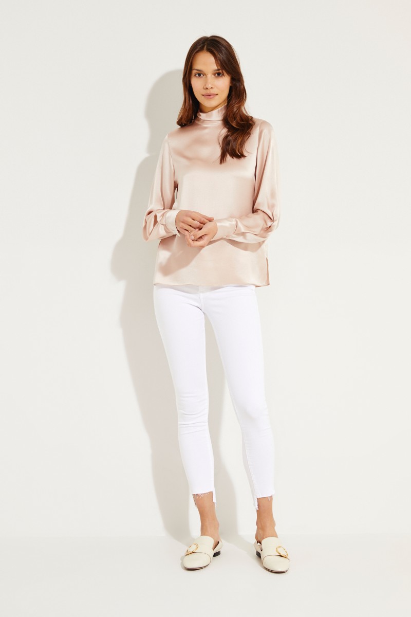 Seiden-Bluse mit Glanz Rosé