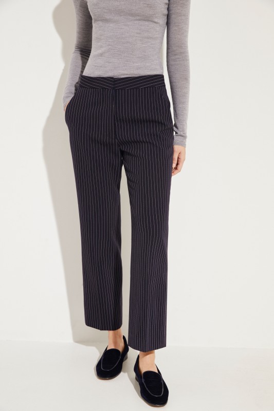 Wool pants with pinstripe Blue