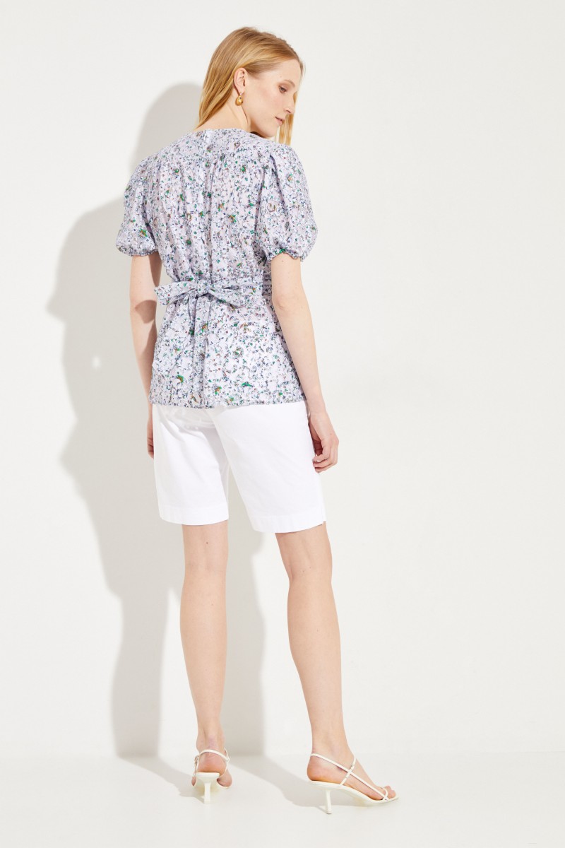 Spitzen-Bluse Blau/Multi