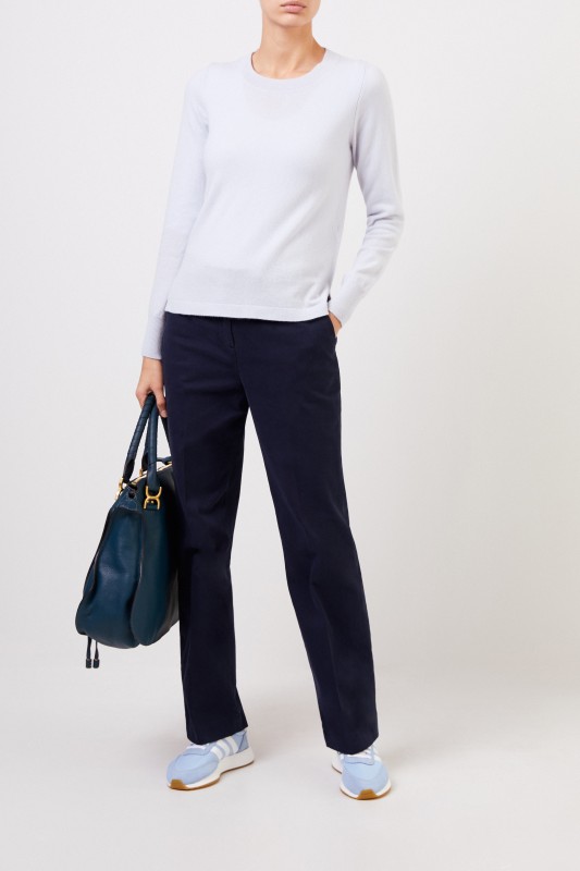 Allude Cashmere-Pullover mit Schlitzen Hellblau