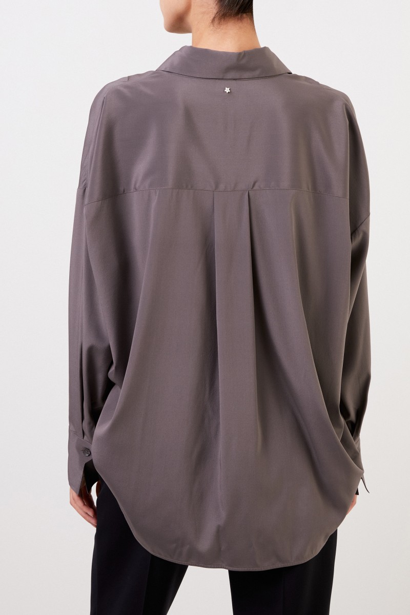Oversize Seidenbluse Braun