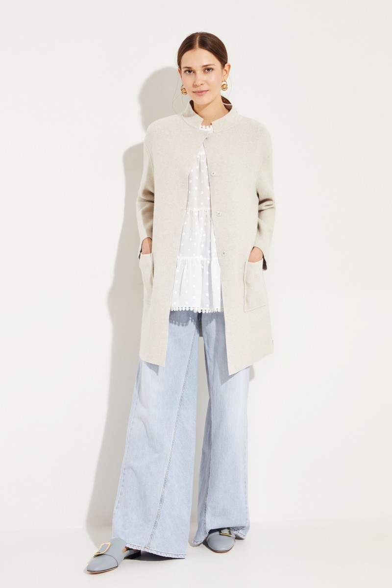 Doubleface Wende-Mantel Beige/Grau