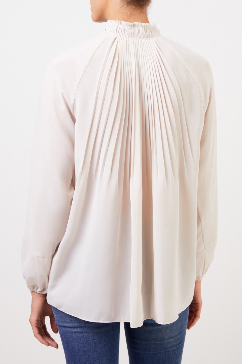 Bluse mit Plissee-Details Beige