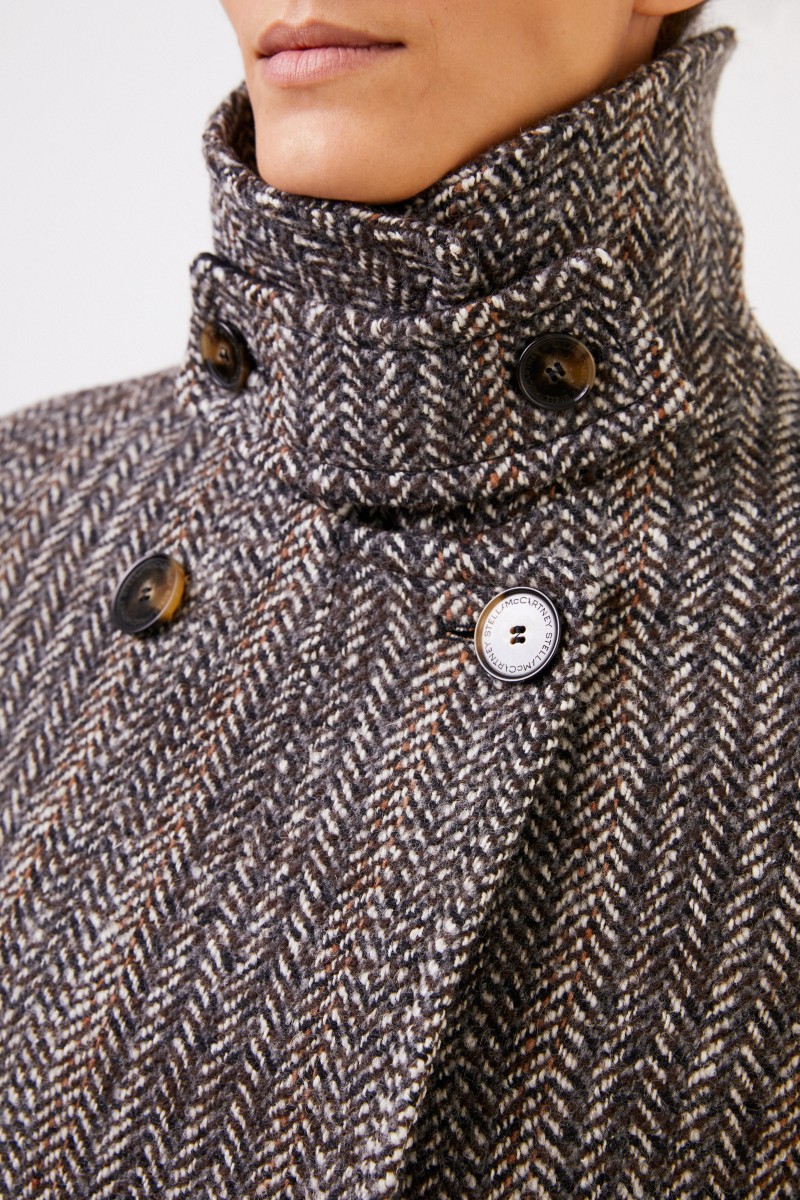Stella McCartney Wool coat with herringbone pattern Multi