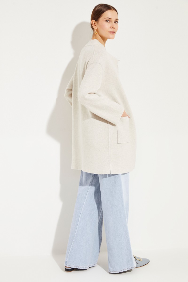 Doubleface Wende-Mantel Beige/Grau