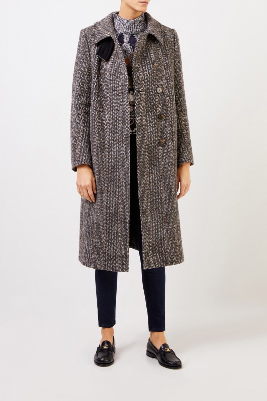 Stella McCartney Wool coat with herringbone pattern Multi
