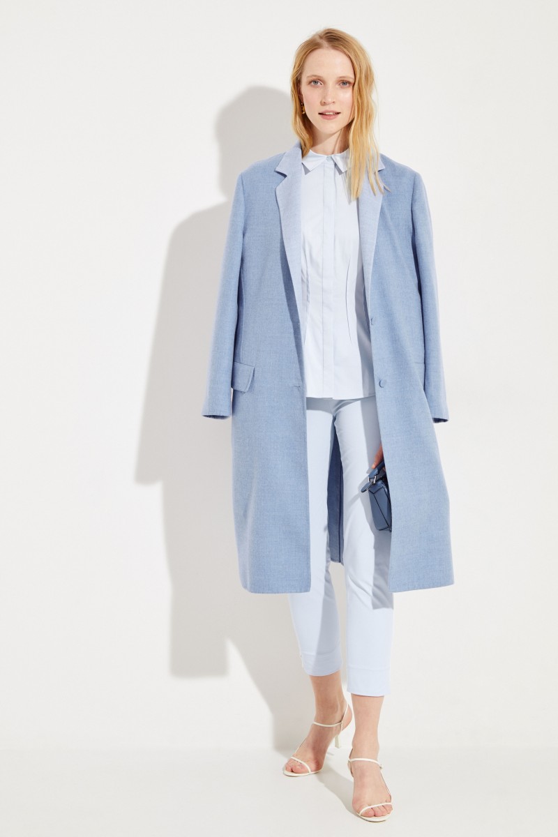 Baumwoll-Bluse mit Schößchen Hellblau