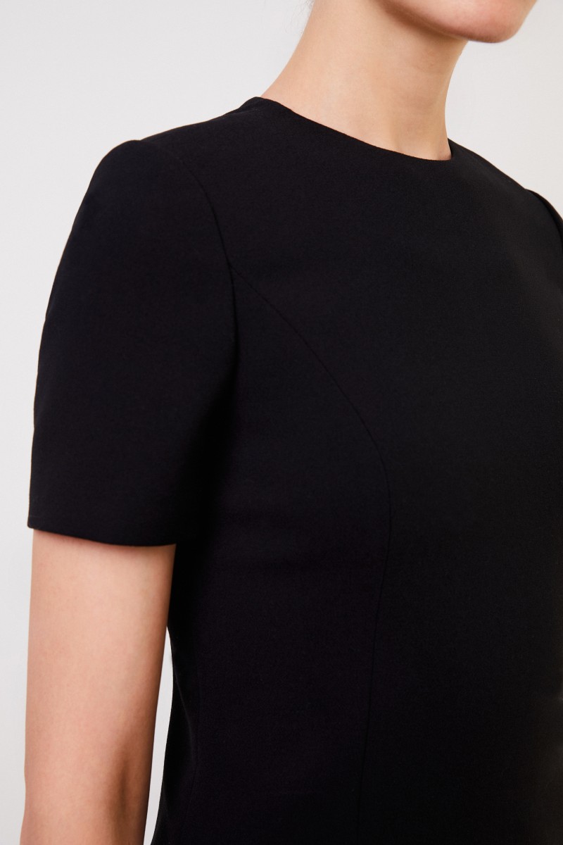 Saint Laurent Kurzes Woll-Kleid Schwarz