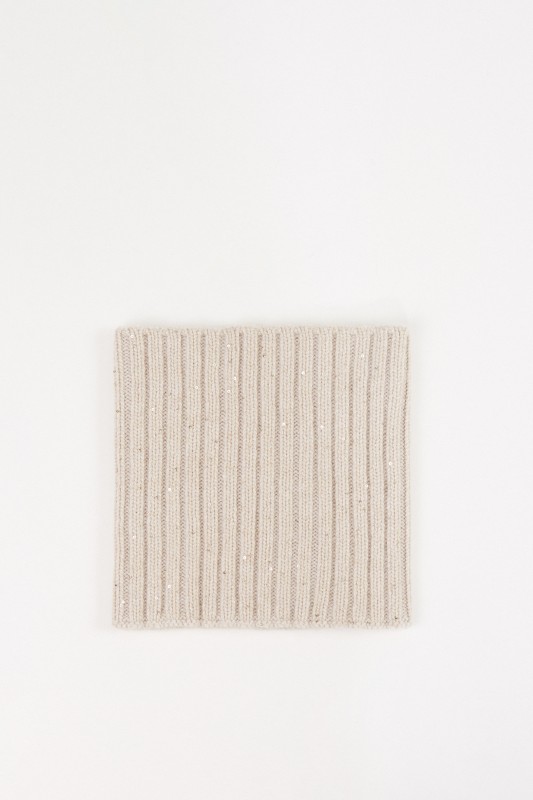 Cashmere-Woll-Schlauchschal mit Paillettenverzierung Beige