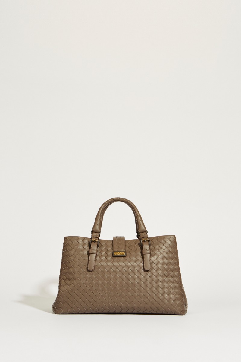 Geflochtene Tasche 'Roma Medium' Taupe