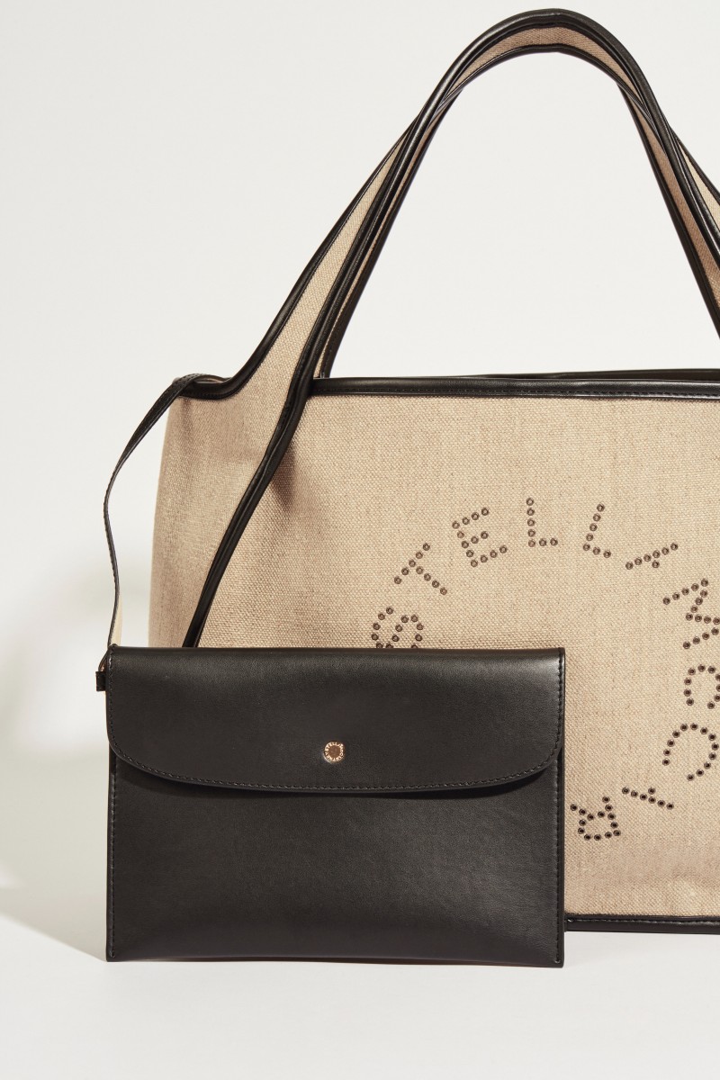 Shopper 'Tote' mit Logo Beige/Schwarz