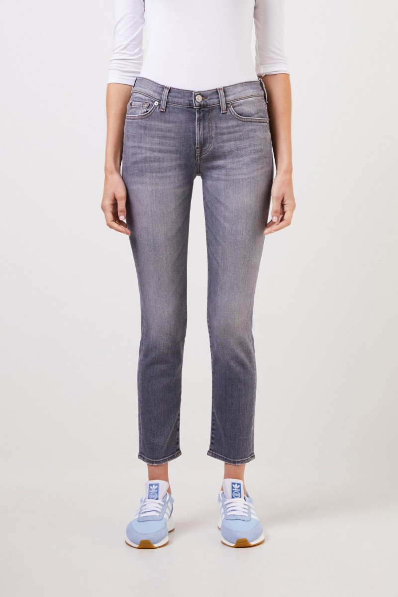 Midrise-Jeans 'Roxaenne Crop' Grau