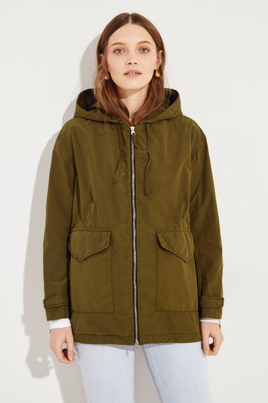 Ausgestellter Parka mit Kapuze Oliv