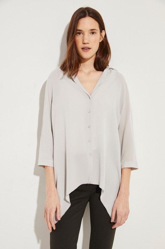 Seiden-Bluse 'Adora' mit asymmetrischem Saum Grau