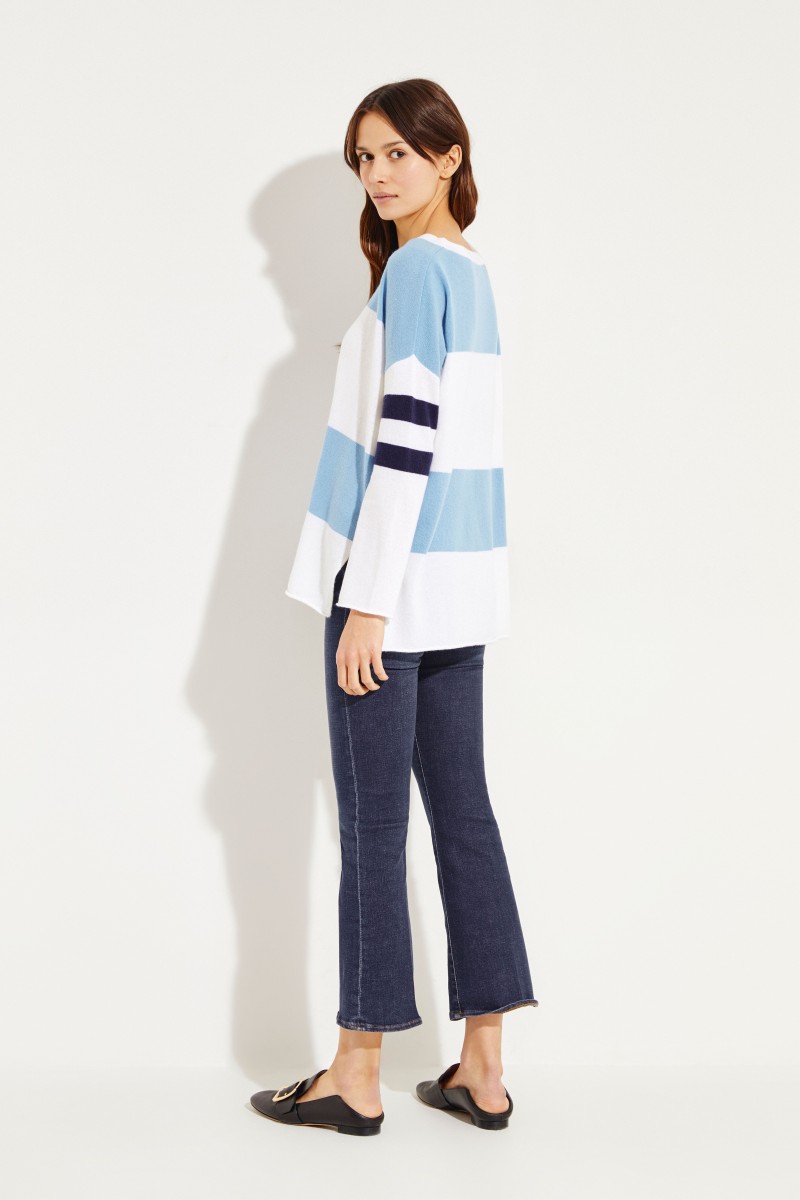 Tricolor Cashmere-Pullover Multi
