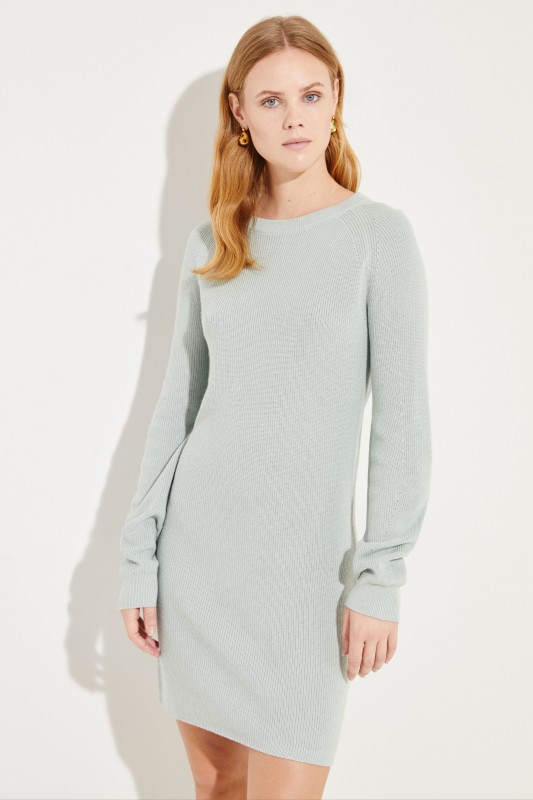 Seiden-Cashmere-Kleid Salbei