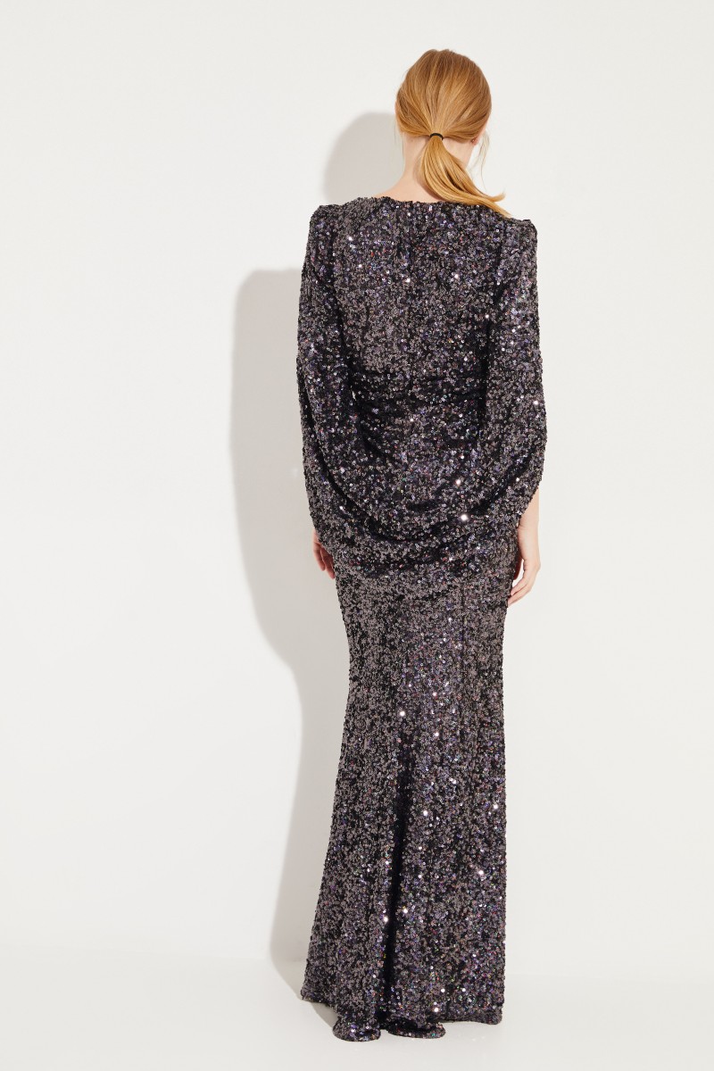 Abendkleid mit Pailletten Schwarz