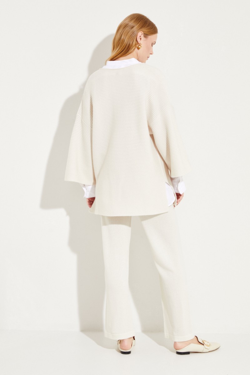 Oversize Woll-Cashmere-Pullover Crème