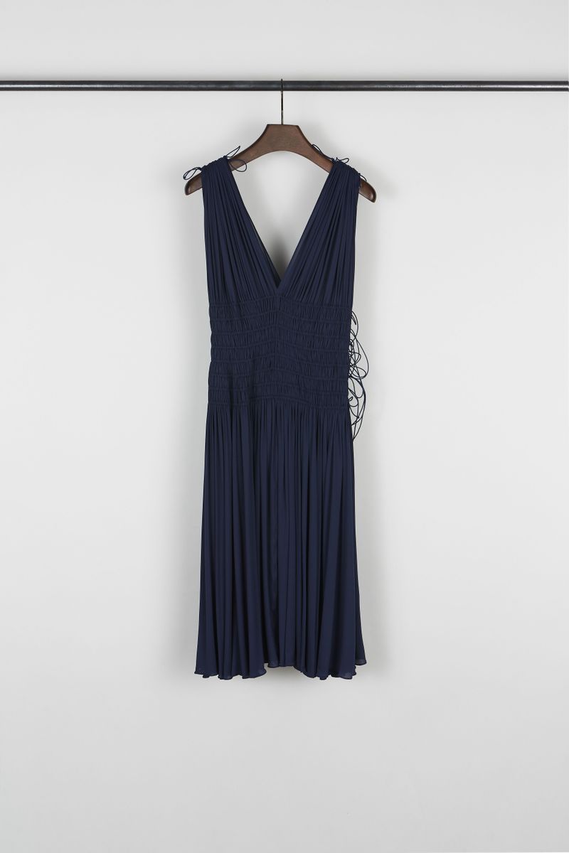 Cupro-Kleid mit Schnürdetails Cobalt