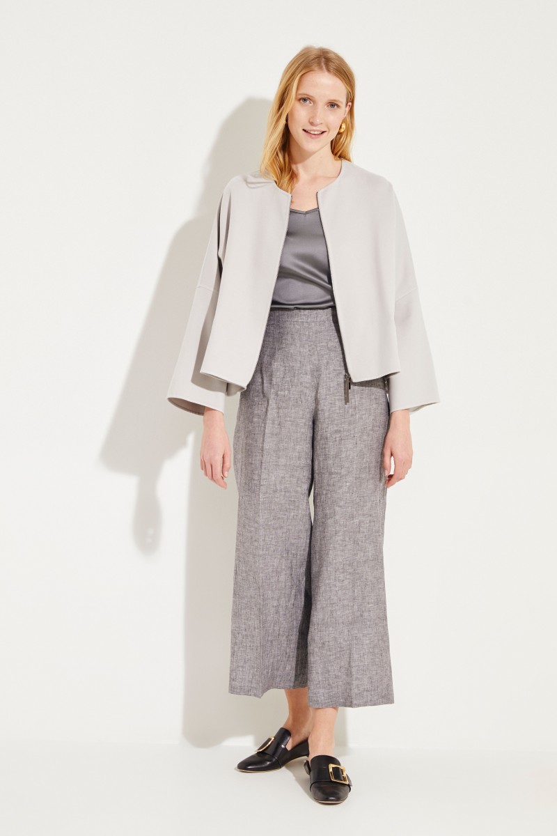 Weite Leinen-Hose Grau