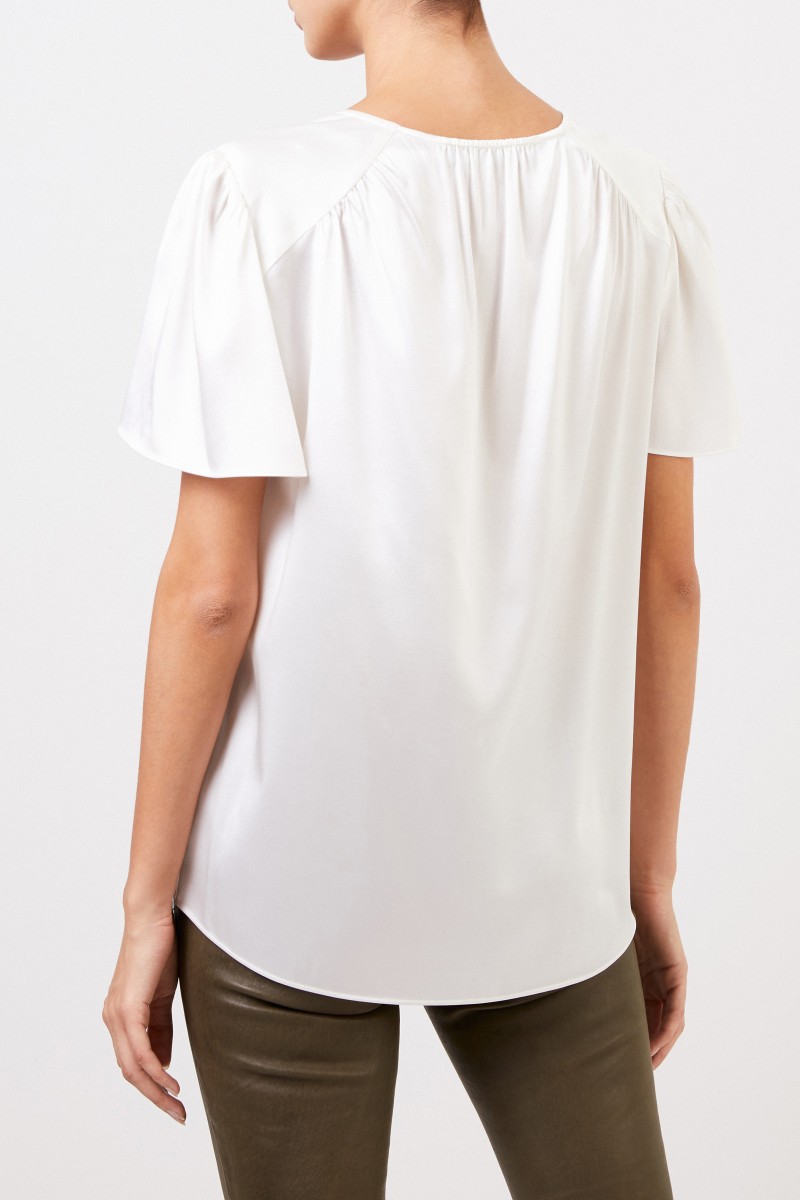 Steffen Schraut Seidenoberteil mit V-Neck Crème