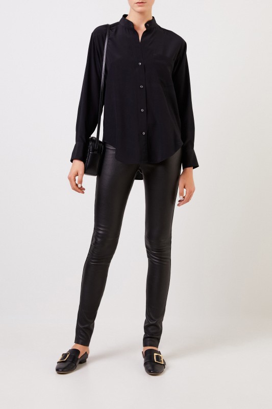 Robert Friedman Klassische Seidenbluse 'Natis' Schwarz