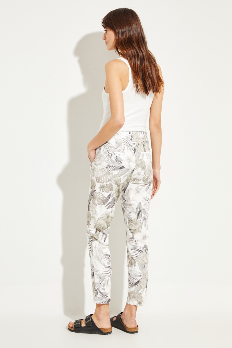 Baumwoll-Hose 'Stella' mit Print Weiß/Multi