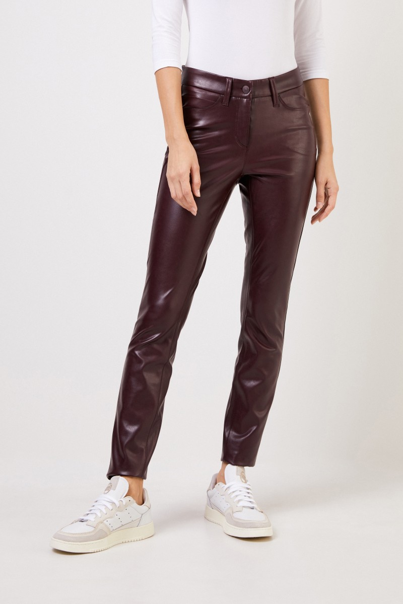 Cambio Classic leather trousers 'Ray' Bordeaux