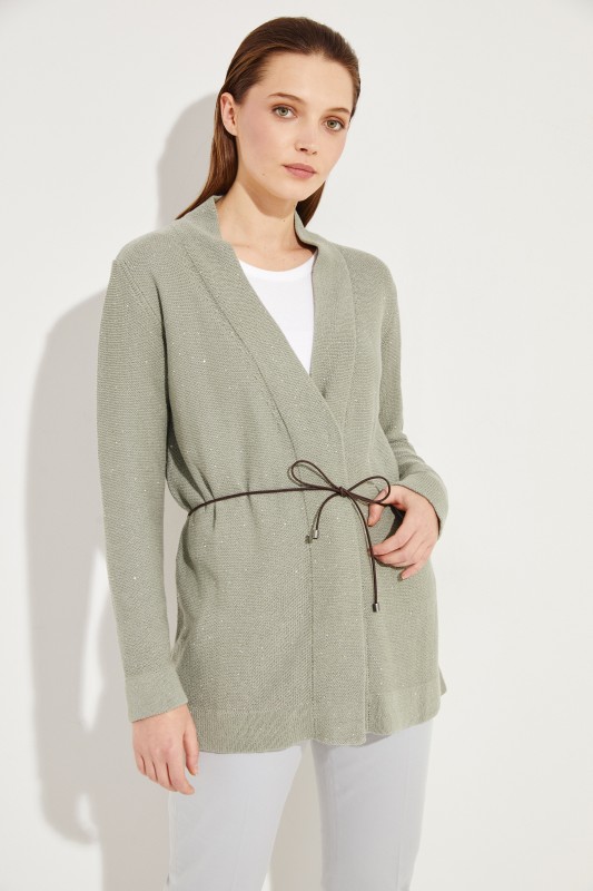 Cardigan mit Pailletten-Details Salbei