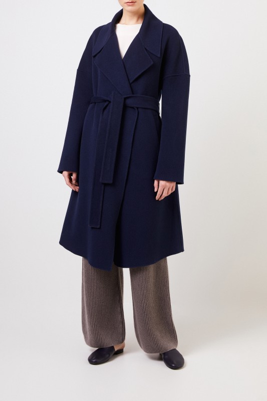 Cashmere-Mantel 'Eirin' mit Gürtel Blau