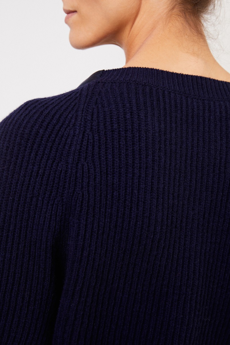 Stella McCartney Cashmere-Pullver mit Bindedetail Marineblau