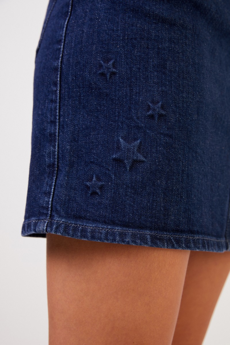 Stella McCartney Kurzer Jeansrock mit Stern-Motiv Blau