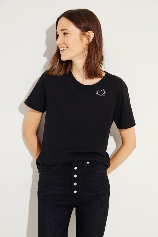 T-Shirt mit einem Logo-Detail Schwarz